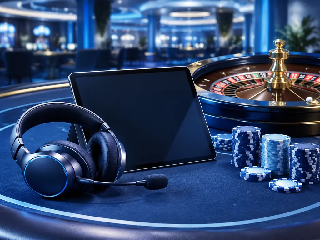 Perangkat bantuan di dekat roda roulette casino