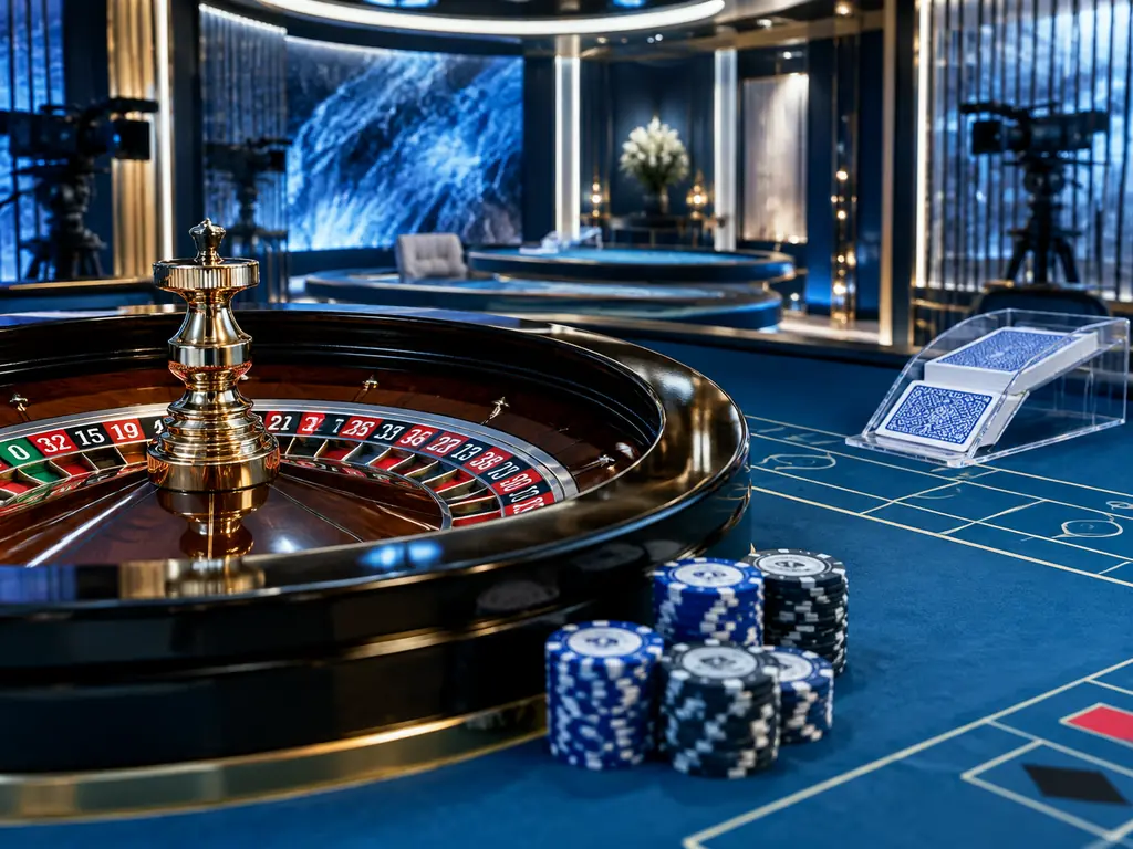 Roda roulette dan kartu di meja casino live