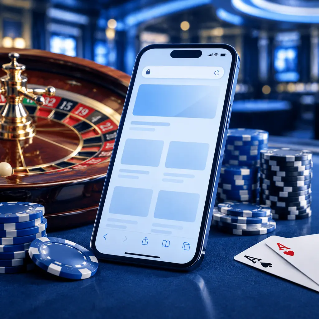 Ponsel dalam posisi tegak di meja casino